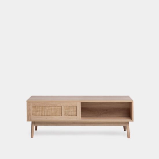 Mesa de centro en madera color natural y ratán natural | Xana System