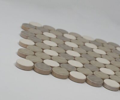 White Body Ceramic Royal Flax Penny Rounds