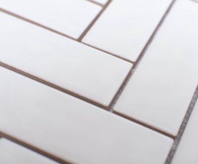 White Body Ceramic White Dove Herringbone