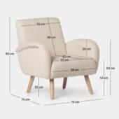 Sillón de lectura beige con pata natural | Xana System