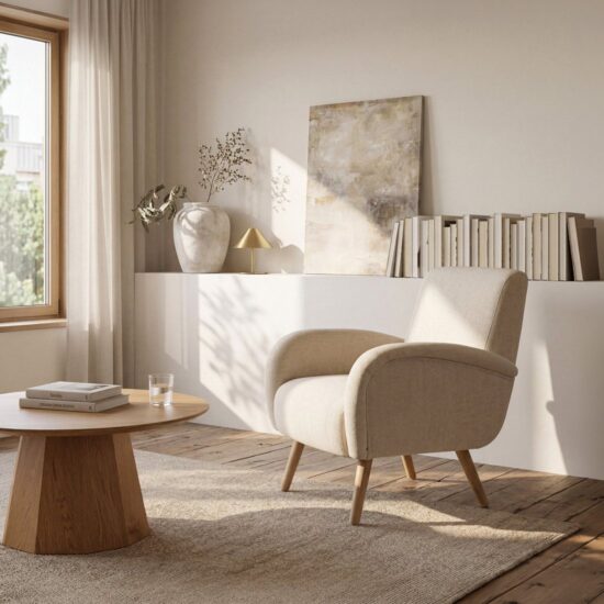 Sillón de lectura beige con pata natural | Xana System