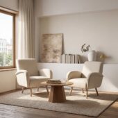 Sillón de lectura beige con pata natural | Xana System