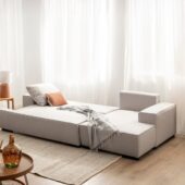 Sofá cama chaise longue derecha de 3 plazas gris | Xana System