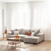 Sofá cama chaise longue derecha de 3 plazas gris | Xana System