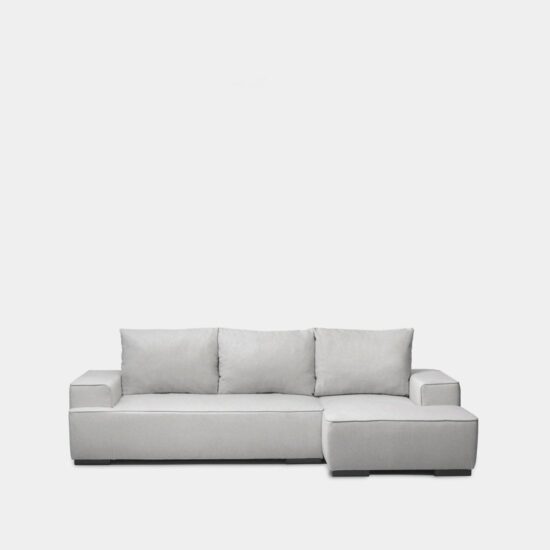 Sofá cama chaise longue derecha de 3 plazas gris | Xana System