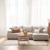 Sofá cama chaise longue derecha de 3 plazas gris | Xana System