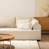 Sofá cama chaise longue izquierda de 3 plazas beige | Xana System