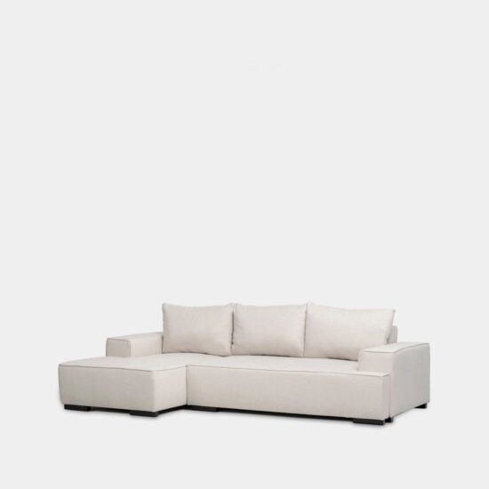 Sofá cama chaise longue izquierda de 3 plazas beige | Xana System