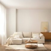 Sofá cama chaise longue izquierda de 3 plazas beige | Xana System