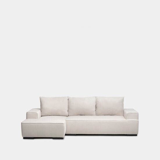 Sofá cama chaise longue izquierda de 3 plazas beige | Xana System