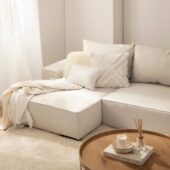 Sofá cama chaise longue izquierda de 3 plazas beige | Xana System